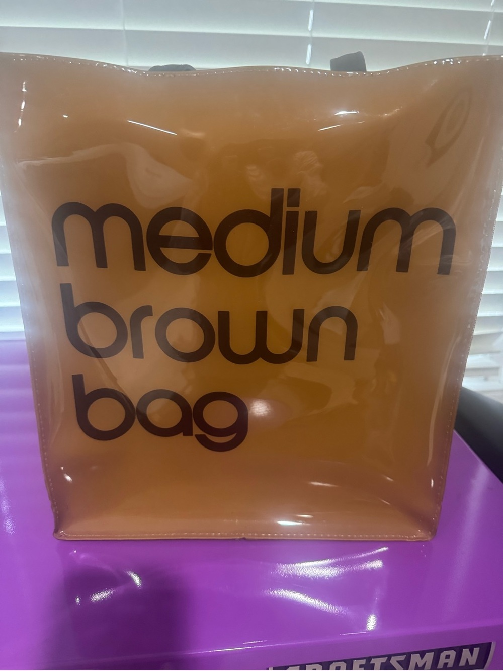 Bloomingdale's Brown Transparent Tote with Dark Brown Text with 2 bag charms